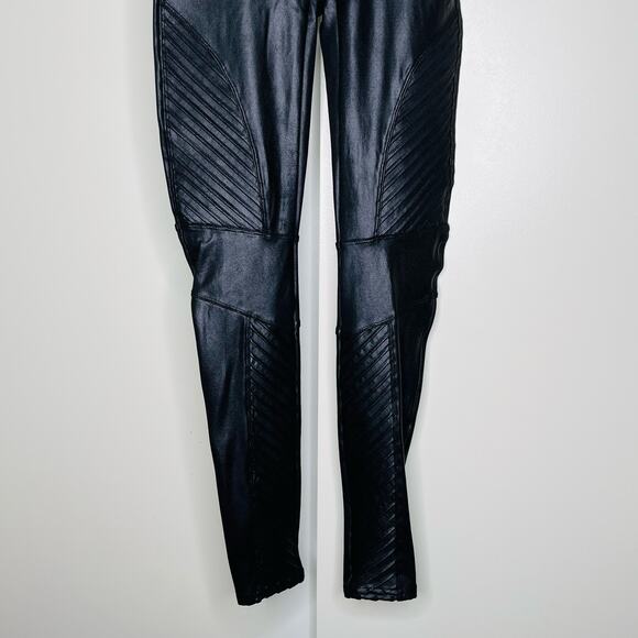 Spanx Faux Leather Moto Leggings Women’s S Black High Waist Shaping Pants Small - Picture 6 of 8